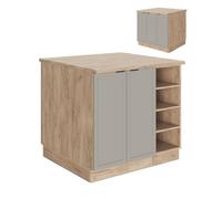 Îlot de cuisine Fame-Line, 90cm sans PT, GrisBeige/Chêne de force doré, Vicco 50465