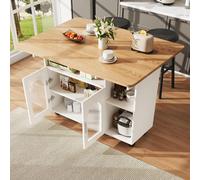 Îlot de cuisine Fortuna Lai, îlot de cuisine moderne, armoire de cuisine, chariot de service amovible, buffet, chariot de service avec grain de bois, buffet, table à manger multifonctionnelle avec esp