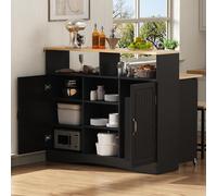 Îlot de cuisine Fortuna Lai sur roulettes, coin repas extensible Îlot de cuisine avec chaises, buffet avec grand espace de rangement, idéal pour la cuisine et la salle à manger comme buffet (noir)