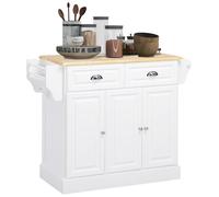 Ilot de cuisine HOMCOM chariot sur roulettes desserte avec 2 tiroirs 3 portes porte-serviettes et porte-épices 110x45x91 cm