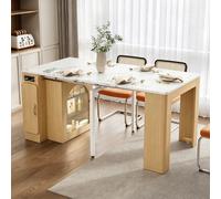 Îlot de cuisine mobile à roulettes, avec table à rallonges et plateau amovible, chariot de service équipé de prises électriques, pouvant servir de buffet, de bahut ou de table de bar pour la cuisine e