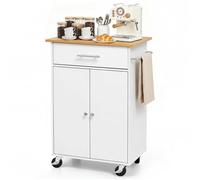 Îlot de Cuisine Mobile Desserte sur Roulettes avec Rangement 63 cm Blanc Pour Salle à Manger Maison Table-îlot en MDF Placard