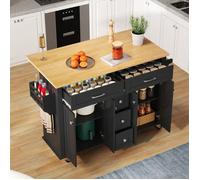 Îlot de cuisine mobile - N635P265897S - Plan rabattable extensible 120×40 cm - 5 tiroirs - 5 roulettes (2 freinées)