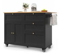 Îlot de Cuisine Moderne - 133x37.3-70x88cm avec établi Pliable - Buffet Cuisine avec 3 Tiroirs - Chariot de Salle à Manger - Noir