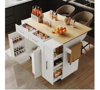 Îlot de cuisine - O.Ye- Chariot de salle à manger - Blanc - Multifonctionnel ILOT CENTRAL