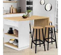 Ilot VITO 130 cm Blanc Bois