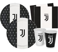 ILS I LOVE SHOPPING Juventus, Kit de fête 8 Personnes, Table coordonnée, décoration de fête, Set d'anniversaire avec 8 Assiettes, 23 cm, 8 Verres et Serviettes