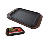 Ilsa Plateau de service en fonte avec plateau en bois 30 x 22 cm