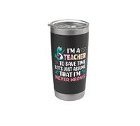 I'm A Teacher To Save Time Dinosaur Funny School Teachers Gobelet isotherme en acier inoxydable double paroi