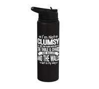 I'm Not Clumsy Just The Floor Hates Me Humour maladroit drôle Stainless Steel Insulated Water Bottle
