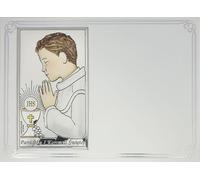 Image de première communion, argent avec gravure, souvenir de première communion pour un garçon, en couleur | Taille : 13x18 cm | Numéro d'article : VL832/4COL