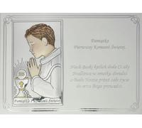 Image de première communion, argent avec gravure, souvenir de première communion pour un garçon, en couleur | Taille : 13x18 cm | Numéro d'article : VL832/4COL/S