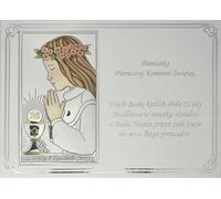 Image de première communion, argent avec gravure, souvenir de première communion pour une fille, en couleur | Taille : 13x18 cm | Numéro d'article : VL833/4COL/S