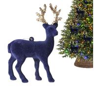 Image de renne Flocking,Pendentif Ornements Cerf | Figurine de renne de Noël pour étagère de Bureau Table Centrale Arbre Décoration de Cuisine