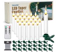 IMAGE Lot de 24 bougies flottantes LED à piles - Mèche 3D sans flamme - Ivoire - Avec clip - Télécommande à 10 boutons avec minuterie - Décoration de table de fête - Lumière blanche chaude