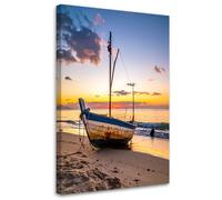 Image sur toile bateau plage mer coucher de soleil - FEEBY - 20x30 cm - Toile canvas 240 g/m2 - Rectangulaire