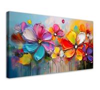 image sur toile taille moyenne Fleurs abstraites aux couleurs pastel décoration moderne 80x40 cm