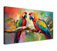 image sur toile toile de haute qualité Perroquets Oiseaux Animaux Coloré taille M 80x40 cm