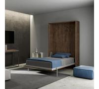 IMAGO FACTORY IMAGOFACTORY Kento - Lit Mural Rabattable, Grand-lit Pliable, Escamotable Couleur Noyer, Empilable Made in Italy, Matelas Non Inclus, Économiser de l'espace, Le Arrive Démonté 140x190