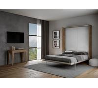 IMAGO FACTORY Kento - Lit Mural Rabattable et Escamotable, Couleur Noyer, Made in Italy, Matelas Non Inclus, Économisez de l'espace