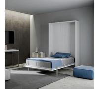 IMAGO FACTORY Kento - lit Mural Rabattable et Pliable, Simple et Empilable, Cendre Blanche, Made in Italy, Matelas Non Inclus, Économiser de l’Espace, Le Lit Arrive Démonté
