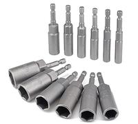 imatenn Lot de 12 douilles plus profondes, 6-19 mm, tige hexagonale de 6.35 mm, 12 douilles à changement rapide pour tournevis à percussion, douille d'extraction d'écrou, longueur de 80 mm