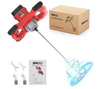 IMAYCC 2100W Malaxeur Mortier Colle Professionnel, Malaxeur Beton 220V, Melangeur Beton Avec 6 Vitesses, Betonniere Électrique Idéal Pour Mélanger les Aliments,le Plâtre,la Peinture,le Ciment(Rouge)