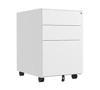 IMEITE Armoire de Rangement pour Bureau Armoire de Rangement à 3 tiroirs, classeur Mobile en métal sous Le Bureau avec roulettes, Support d'imprimante for Domicile, Blanc Classeur Vertical