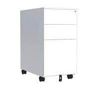 IMEITE Armoire de Rangement pour Bureau Classeur à 3 tiroirs avec roulettes, classeur Mobile en métal for la Maison, Organisateur de Bureau, Blanc sous Le Classeur Vertical