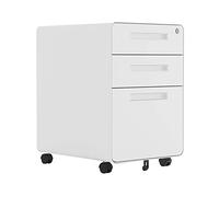 IMEITE Armoire de Rangement pour Bureau Classeur Mobile en métal à 3 tiroirs, classeur roulettes Blanc avec Serrure, sous Le Bureau for Format légal/Lettre/A4 for la Maison/Le Classeur Vertical