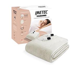 Imetec Chauffe-Lit Adapto Maxi, Double 195 X 165 cm, Chauffage Rapide, Température Constante et Personnalisée, 100 % Laine et Mérinos, Double Commande, 6 Températures