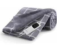 Imetec Couverture électrique Velours Carré 150x95cm 150W 6 Niveaux Gris/Blanc Lavable