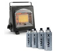 IMEX Chauffage au gaz de camping - 1,7 kW - Chauffage mobile pour tente - Avec fusible ODS en manque d'oxygène et protection anti-basculement - Chauffage en céramique pour extérieur, pêche et urgence