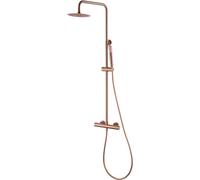 IMEX Colonne de douche thermostatique, barre de salle de bain avec robinet thermostatique en acier inoxydable et laiton, robinetterie de bain (or rose brossé)