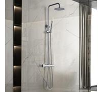 IMEX - Colonne Douche Thermostatique Salle de Bain Chrome | Colonne de Douche Laiton Reglable | Mitigeur Colonne de Douche avec Robinet | Barre en Acier Inoxydable S.304 Extensible | Série Genova