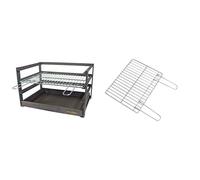 IMEX El Zorro 71472.0 tiroir Barbecue avec grille zinguée, noir, 57 x 41 x 35 cm & 71674 - Grille de barbecue en zinc 56 x 40 cm