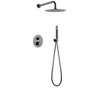 IMEX - Ensemble de douche, Kit thermostatique de douche encastré mural - 2 voies - SÉRIE MONZA - Black Gun Metal - GTM039/BGM