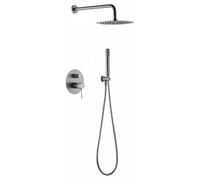 Imex GPD038/NQ Ensemble de douche encastré mural à 2 voies avec barre de douche, Nickel brossé