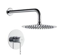 IMEX S.304 - Douche encastrée monocommande chromée | Ensemble de robinetterie encastrée avec pommeau anticalcaire effet pluie | Colonne de douche encastrée avec robinet en laiton et acier inoxydable S