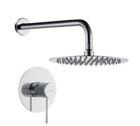 IMEX S.304 - Douche encastrée monocommande chromée | Ensemble de robinetterie encastrée avec pommeau anticalcaire effet pluie | Colonne de douche encastrée avec robinet en laiton et acier inoxydable S