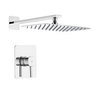 IMEX S.304 - Douche encastrée monocommande chromée | Ensemble de robinetterie encastrée avec pommeau anticalcaire effet pluie | Colonne de douche encastrée avec robinet en laiton et acier inoxydable S