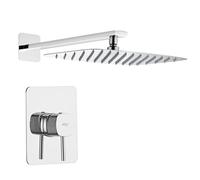 IMEX S.304 - Douche encastrée monocommande chromée | Ensemble de robinetterie encastrée avec pommeau anticalcaire effet pluie | Colonne de douche encastrée avec robinet en laiton et acier inoxydable S