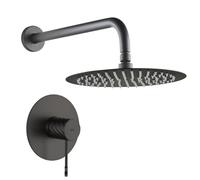 Imex S.304 - Douche encastrée noire monocommande | Ensemble de robinetterie encastrée avec pommeau anticalcaire effet pluie | Colonne de douche encastrée avec robinet en laiton et acier inoxydable S