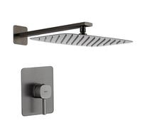 Imex S.304 - Douche encastrée noire monocommande | Ensemble de robinetterie encastrée avec pommeau anticalcaire effet pluie | Colonne de douche encastrée avec robinet en laiton et acier inoxydable S