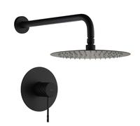 Imex S.304 - Douche encastrée noire monocommande | Ensemble de robinetterie encastrée avec pommeau anticalcaire effet pluie | Colonne de douche encastrée avec robinet en laiton et acier inoxydable S