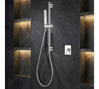 Imex S.304 Ensemble de douche mural avec douchette et robinet mitigeur chromé | Barre ronde en acier inoxydable S.304 avec support pour pommeau de douche réglable | Robinetterie en laiton (sans