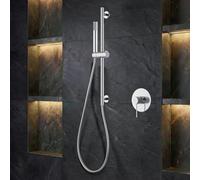 Imex S.304 Ensemble de douche mural avec douchette et robinet mitigeur chromé | Barre ronde en acier inoxydable S.304 avec support pour pommeau de douche réglable | Robinetterie en laiton (sans