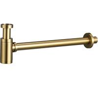 IMEX - Siphon Lavabo et Bidet Universel Rond Or Brossé | Siphon de Design avec Ouverture de Nettoyage E Instructions D'Installation | Résistant à L'Humidité et à la Corrosion | Couleur Doré