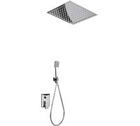 Imex Volga Kit de finition pour baignoire et douche, série Volga, monocommande, douche complète, extraplate, carrée, 40 x 40 cm, cadre de support inclus