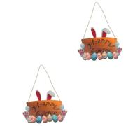 IMIKEYA 2 Pièces Pendentif En Bois De Lapin Couronne Pour Porte D'entrée Décorations De Pâques Tenture Murale Décor De Pâques Manger Signe Décoration Murale Couronne De